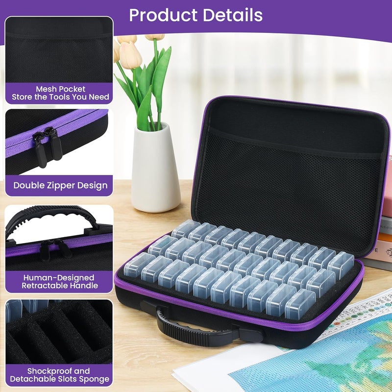 Douorgan Diamond Painting Storage Containers Portable Bead Organizer Shockproof Bead Art Storage Case Jewelry Beads Storage Box (30 Small Boxes) - Image 3